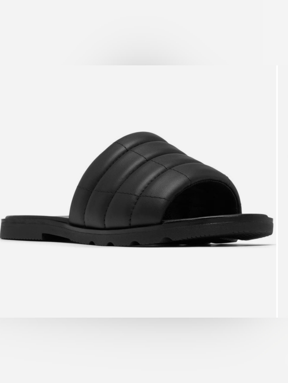 Sorel Women's Ella III Slide Sandals Women's Black Quilt Like Leather Sz 9.5 US